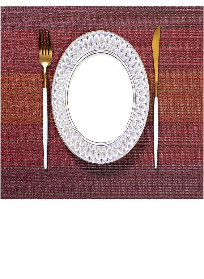 LEXMORE Placemats Set of 4 Vinyl/Plastic Woven Place Mats for Kitchen Table Indoor/Outdoor Washable Placemat Wipeable Dining Table Mats(Pomegranate Parade) - Image 1